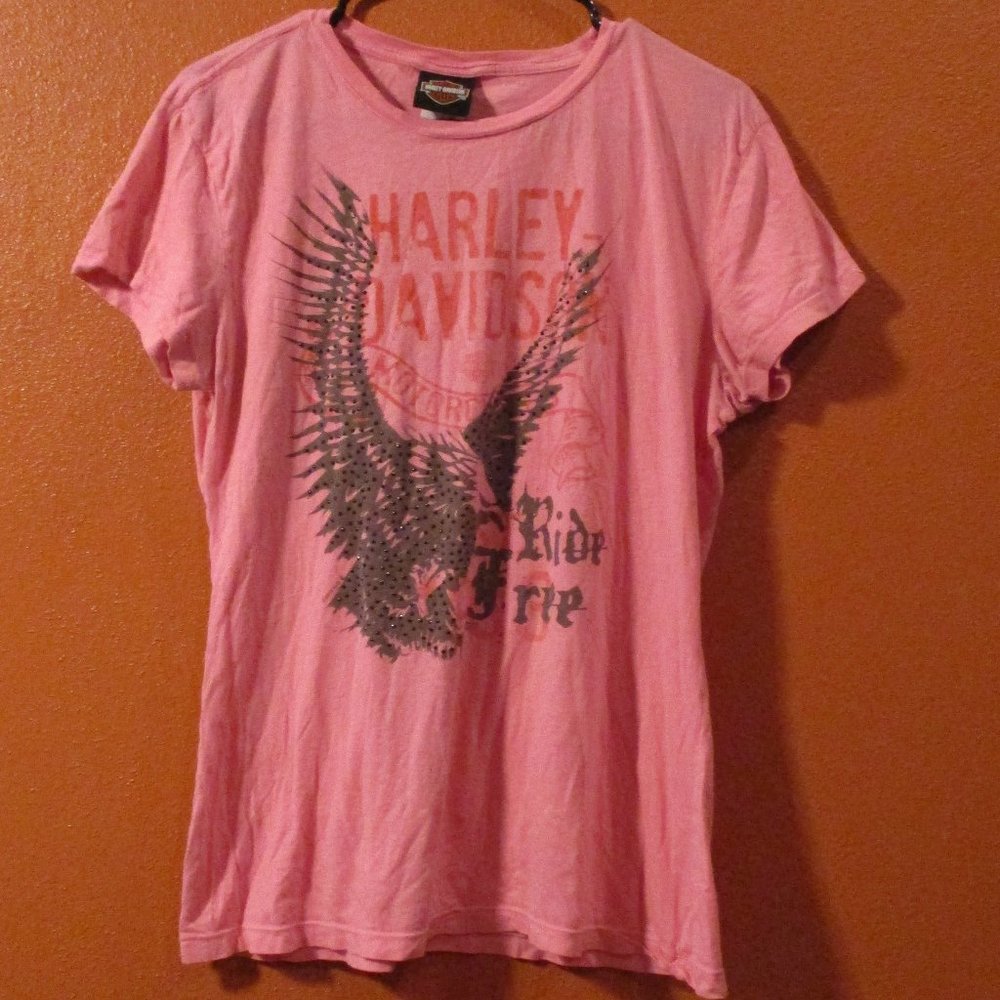 Harley Davidson Shirt Woman X Large Pink Gray Outdoor Travel Road Riding Shirt